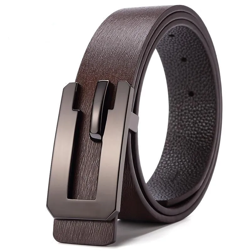 Smooth Buckle Top Layer Cow Genuine Leather Belts