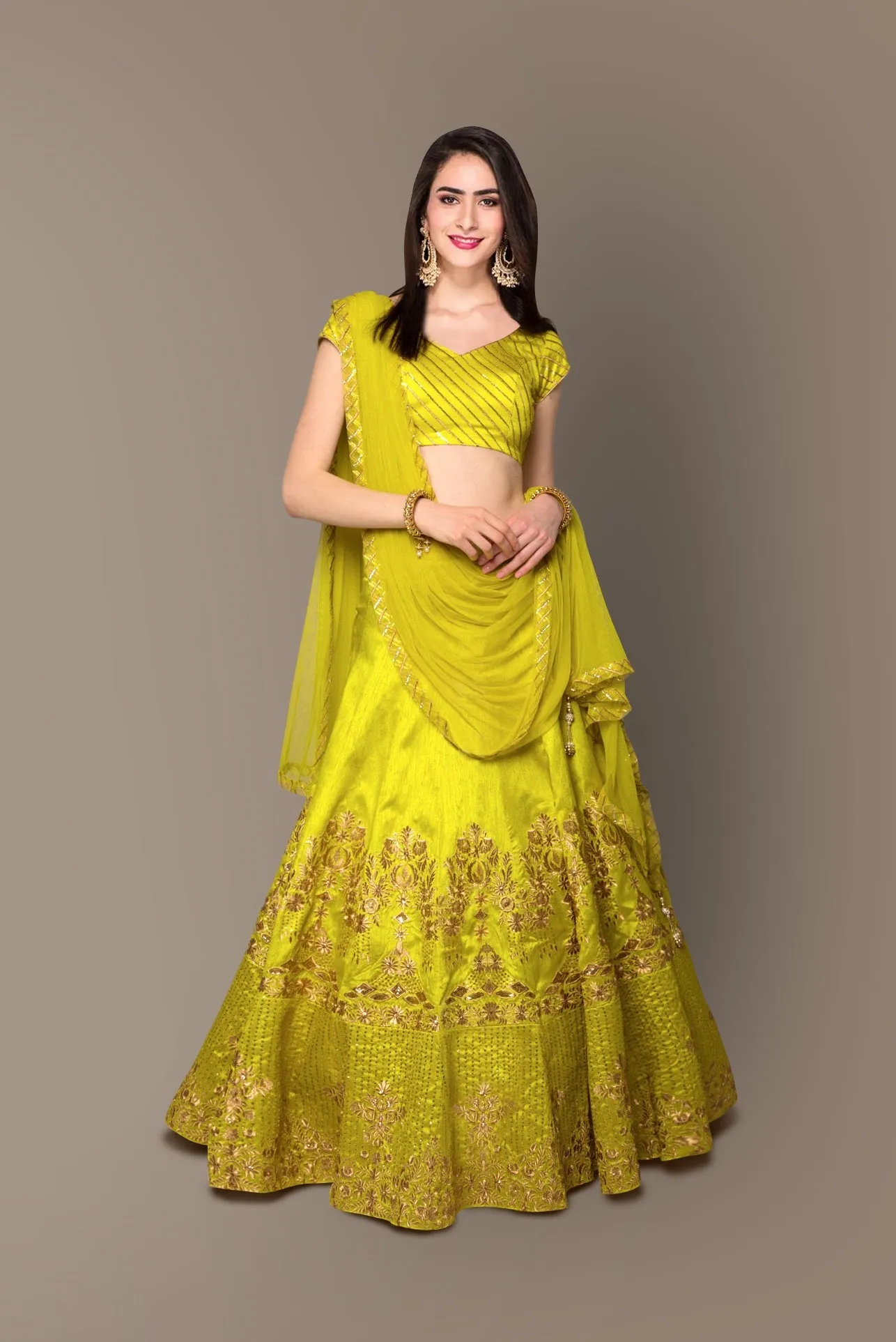 Sophisticated Green Colored Party wear Embroidered Lehenga Choli