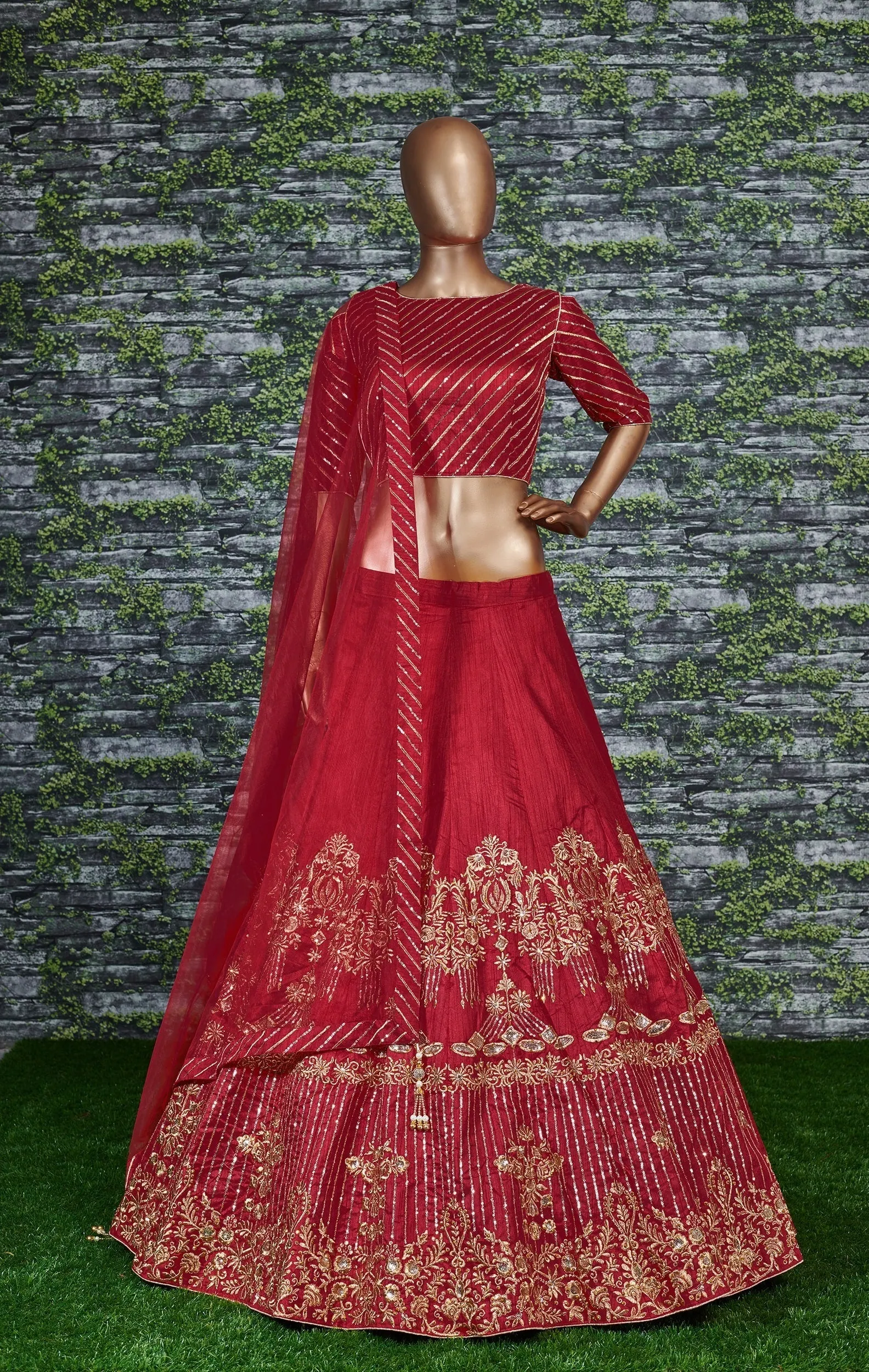 Sophisticated Red Colored Party wear Embroidered Lehenga Choli