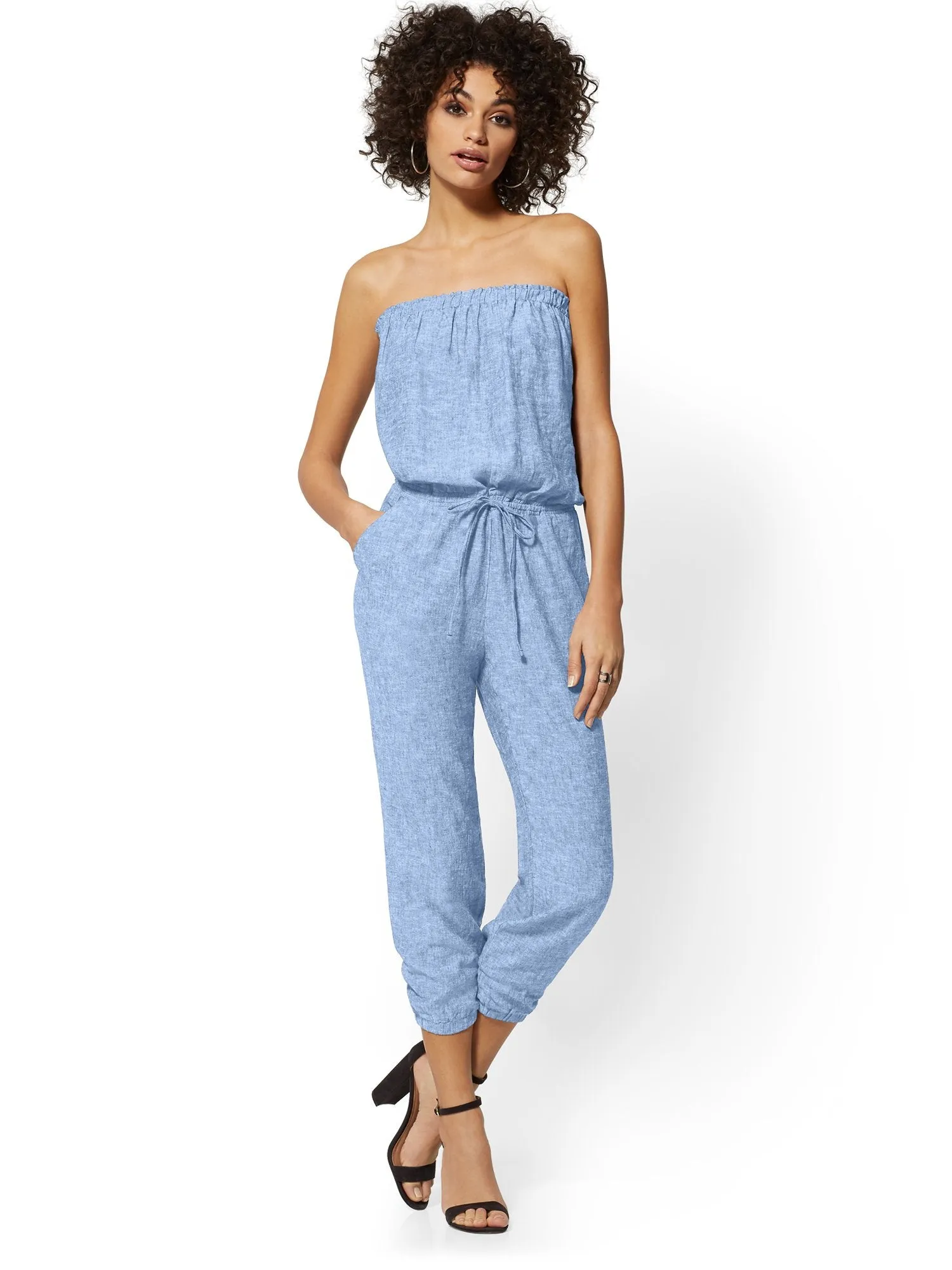 Strapless Linen-Blend Jumpsuit