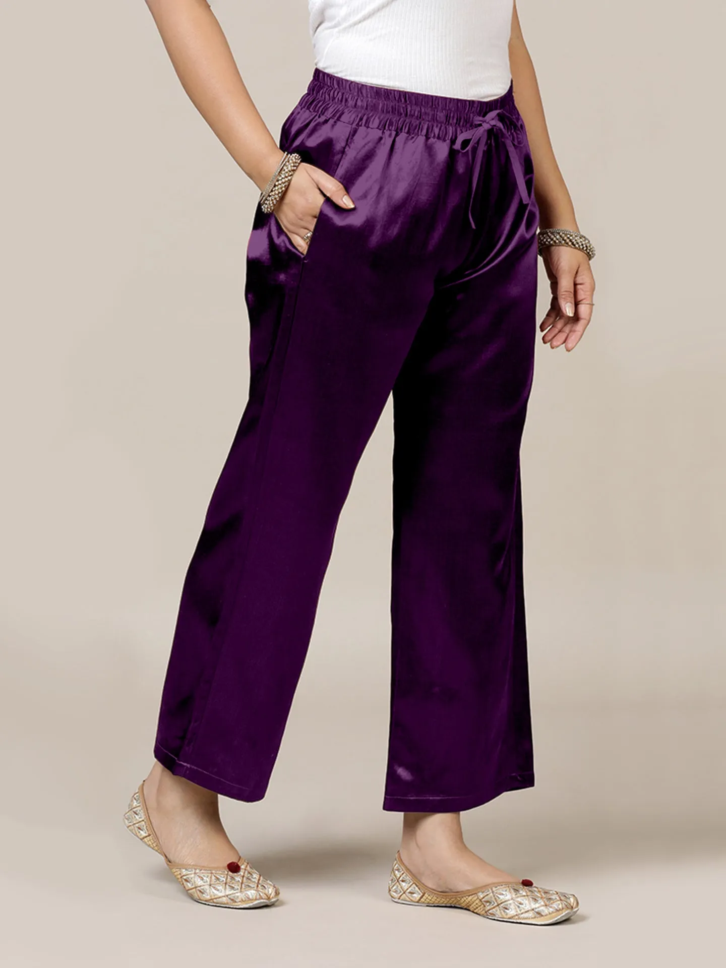 Swara x Tyohaar | Moonlight Purple Mashru Silk Pants