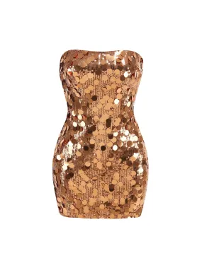 Tasia Sequin Mini Dress in Gold