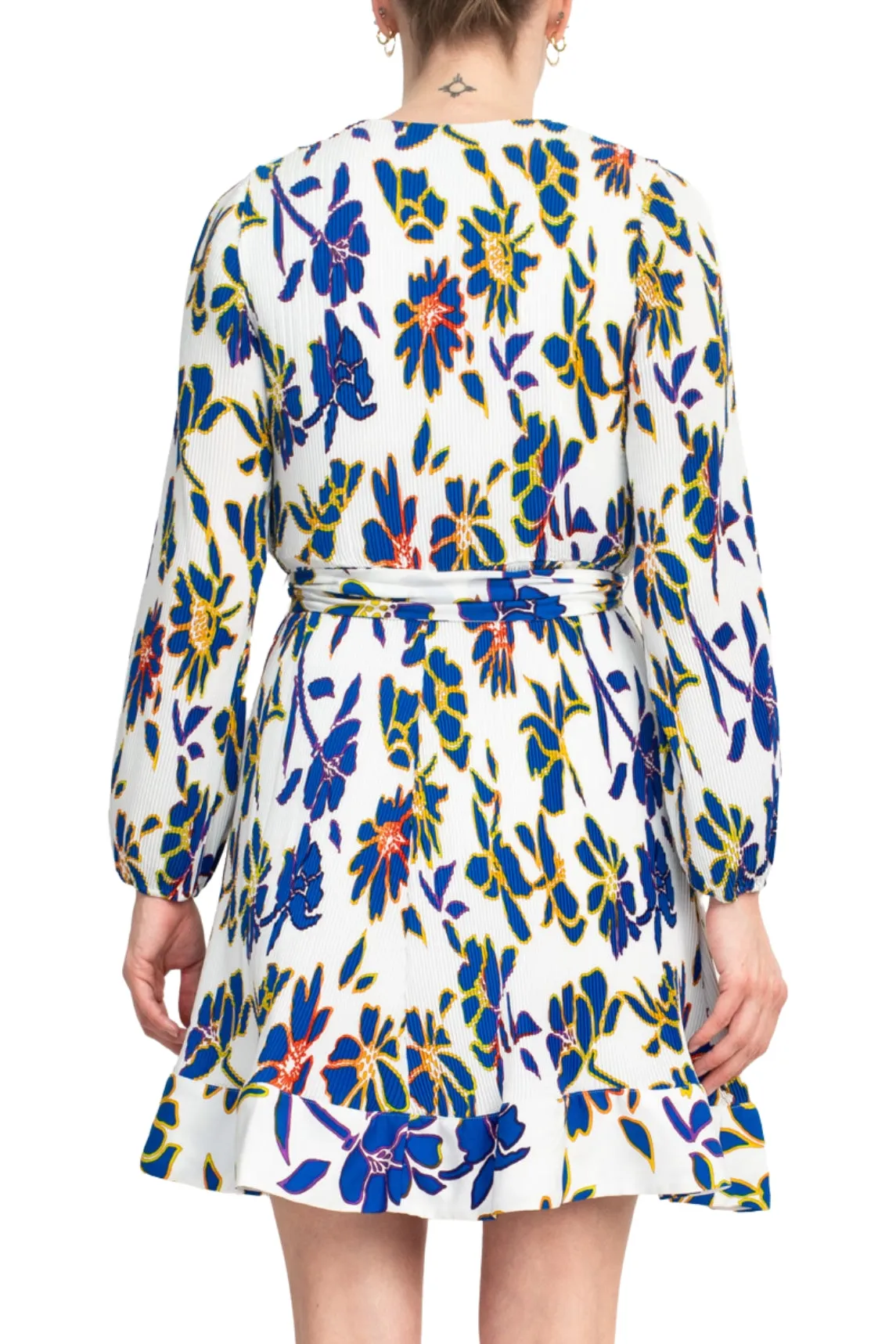 Taylor Floral Belted V-Neck Crepe Dress