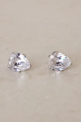 Teardrop Stud Earrings - Crystal Clear