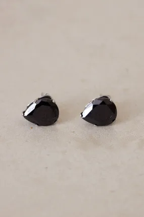 Teardrop Stud Earrings - Onyx Black