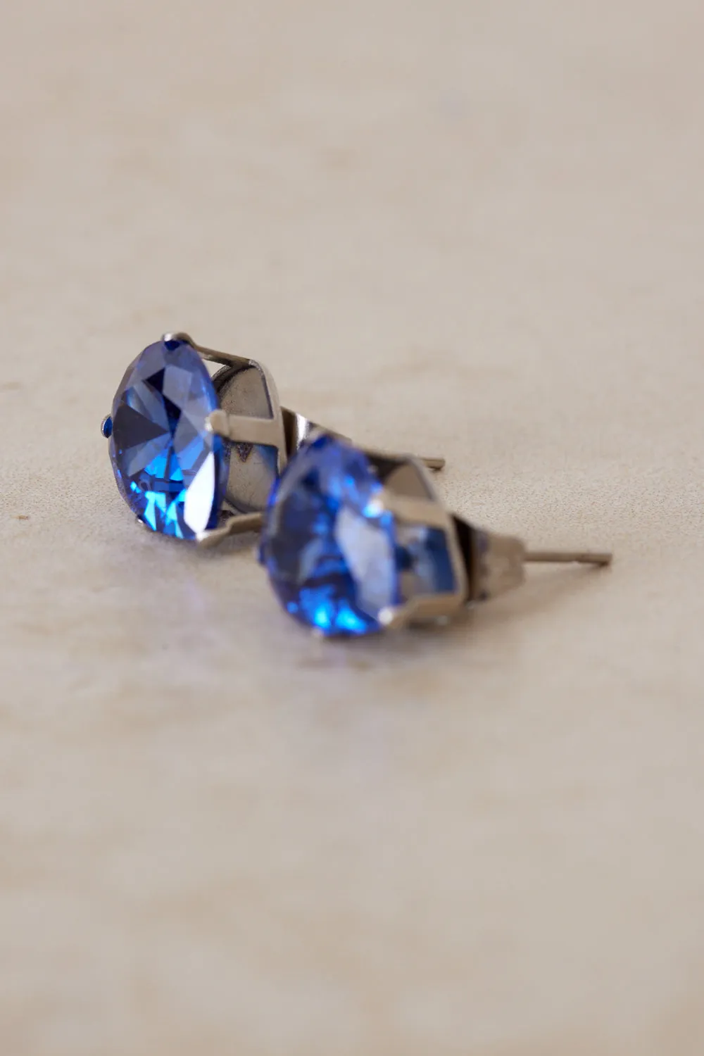 Teardrop Stud Earrings - Sapphire Blue