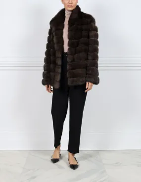 The Addison Horizontal Sable Fur & Suede Coat