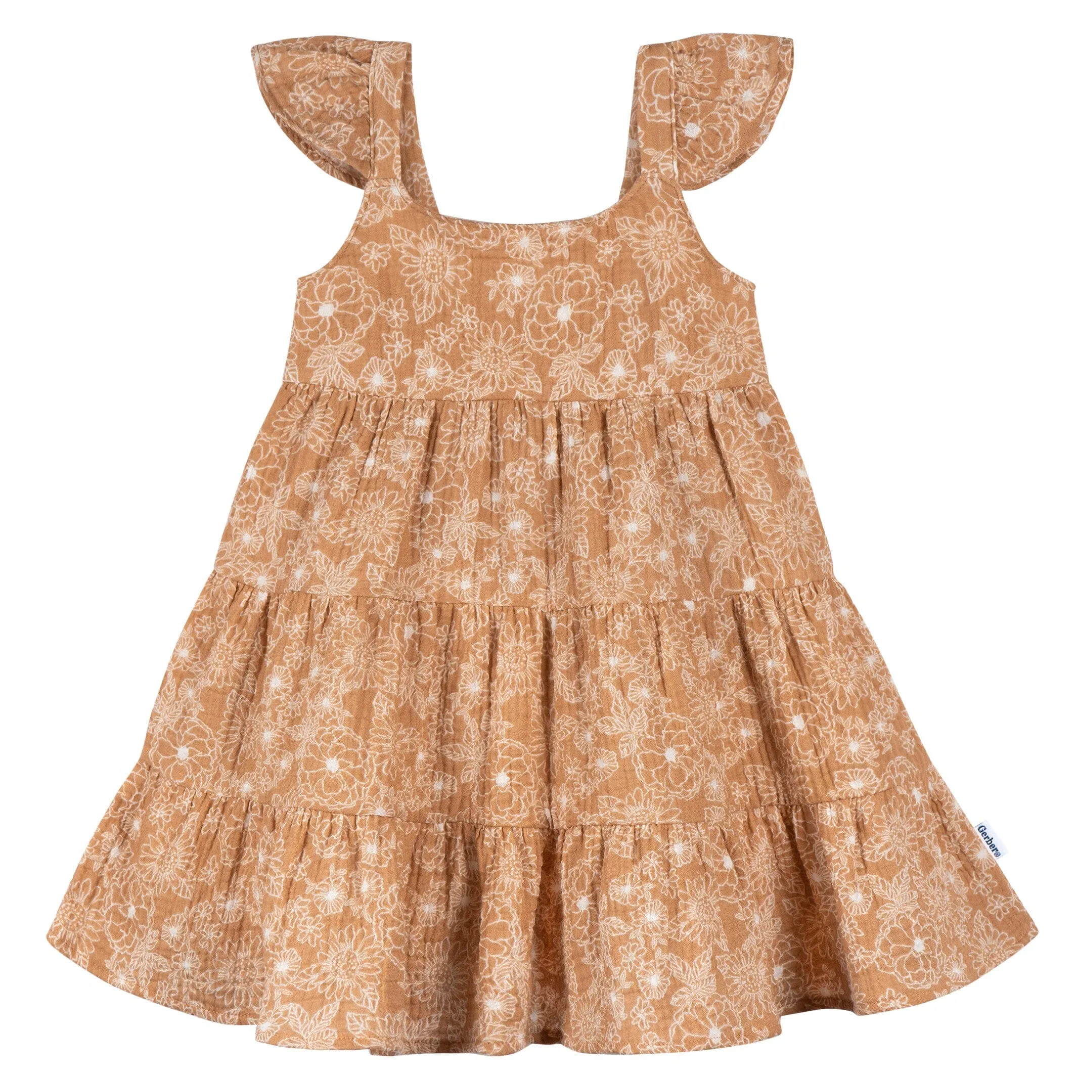 Toddler Girls Groovy Floral Tiered Cotton Gauze Dress