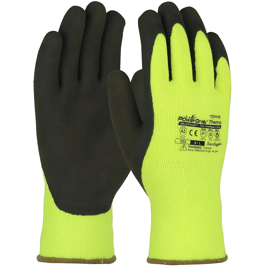 Towa 41-1405/L Hi-Vis Seamless Knit Acrylic Terry Glove with Latex MicroFinish Grip on Palm & Fingers