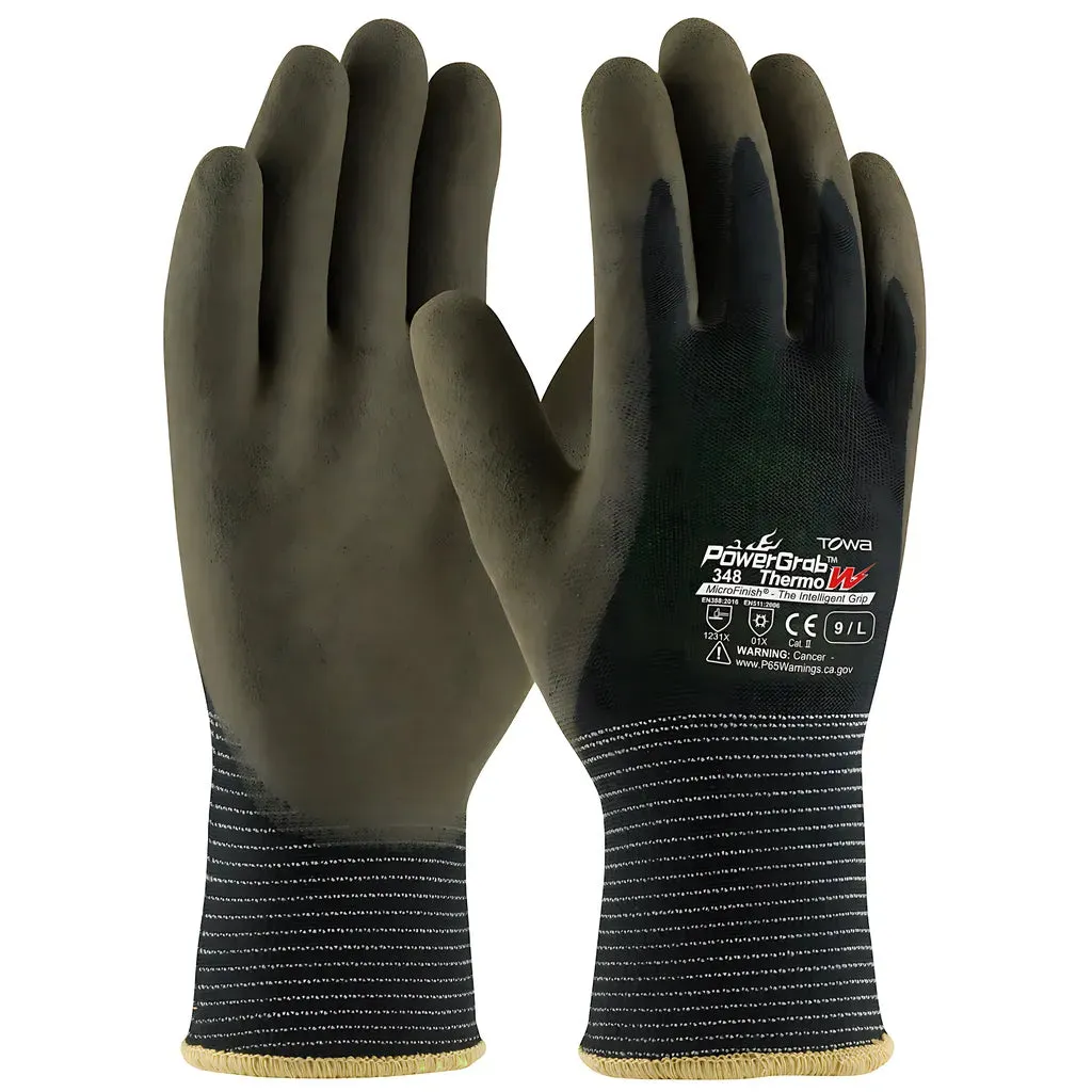 Towa 41-1430/L Seamless Knit Polyester Glove with Acrylic Liner and Latex MicroFinish Grip on Palm & Fingers