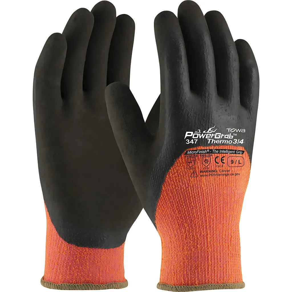 Towa 41-1475/L Hi-Vis Seamless Knit Acrylic Terry Glove with Latex MicroFinish Grip on Palm, Fingers & Knuckles