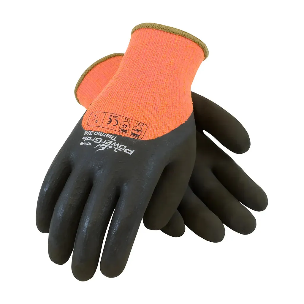 Towa 41-1475/L Hi-Vis Seamless Knit Acrylic Terry Glove with Latex MicroFinish Grip on Palm, Fingers & Knuckles