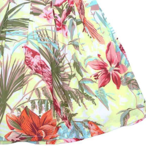 Tropical Print A-Line Dress