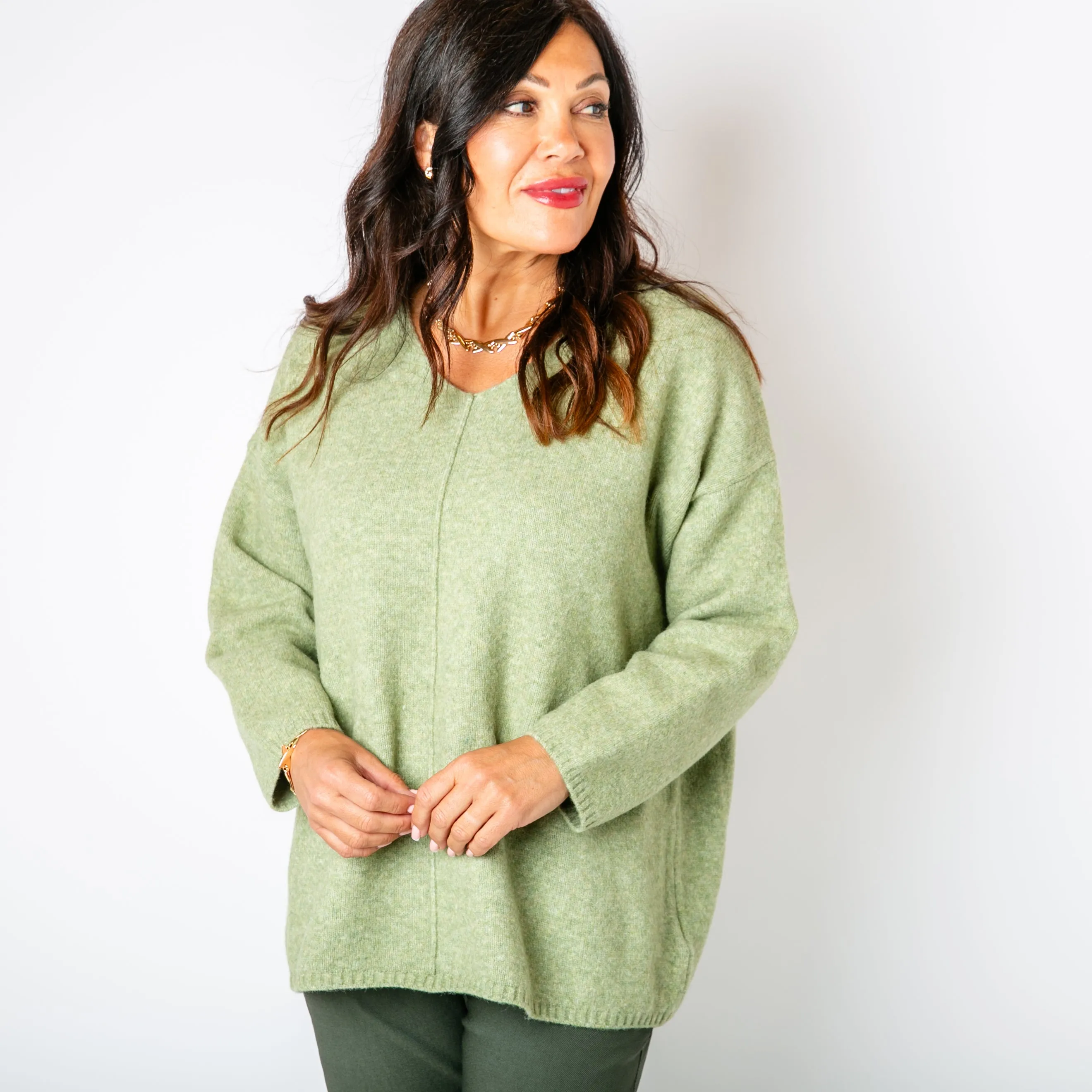 V-Neck Seam Front Jumper