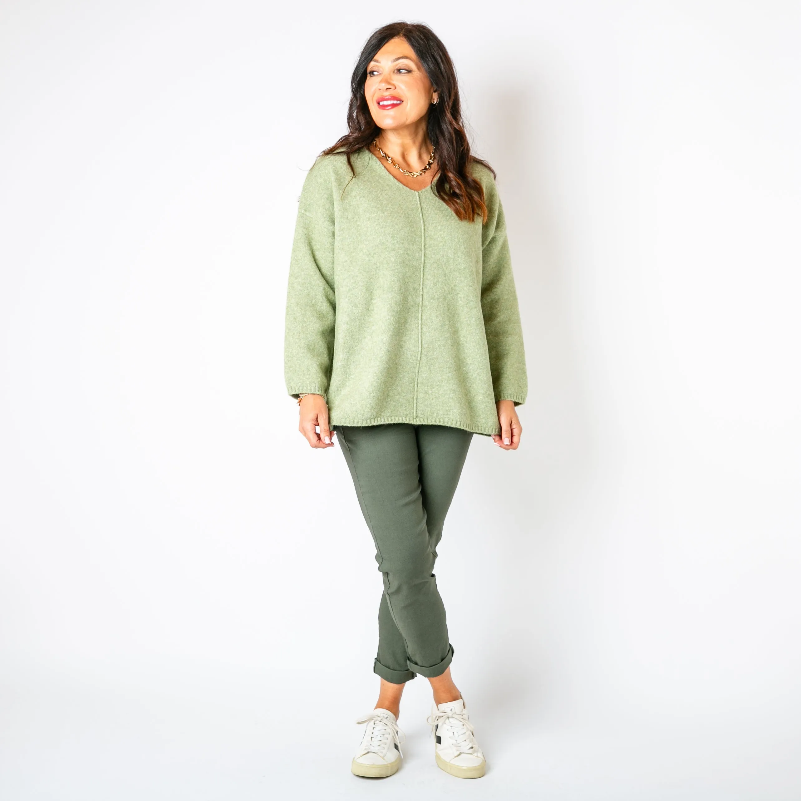 V-Neck Seam Front Jumper