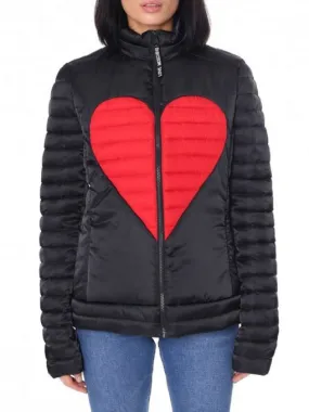 Valentine Special Heart Printed Padded Style Women Jacket