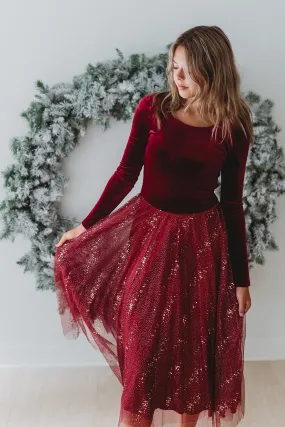 Velour Ballerina Dress (Women) - Red Velvet (FINAL SALE)