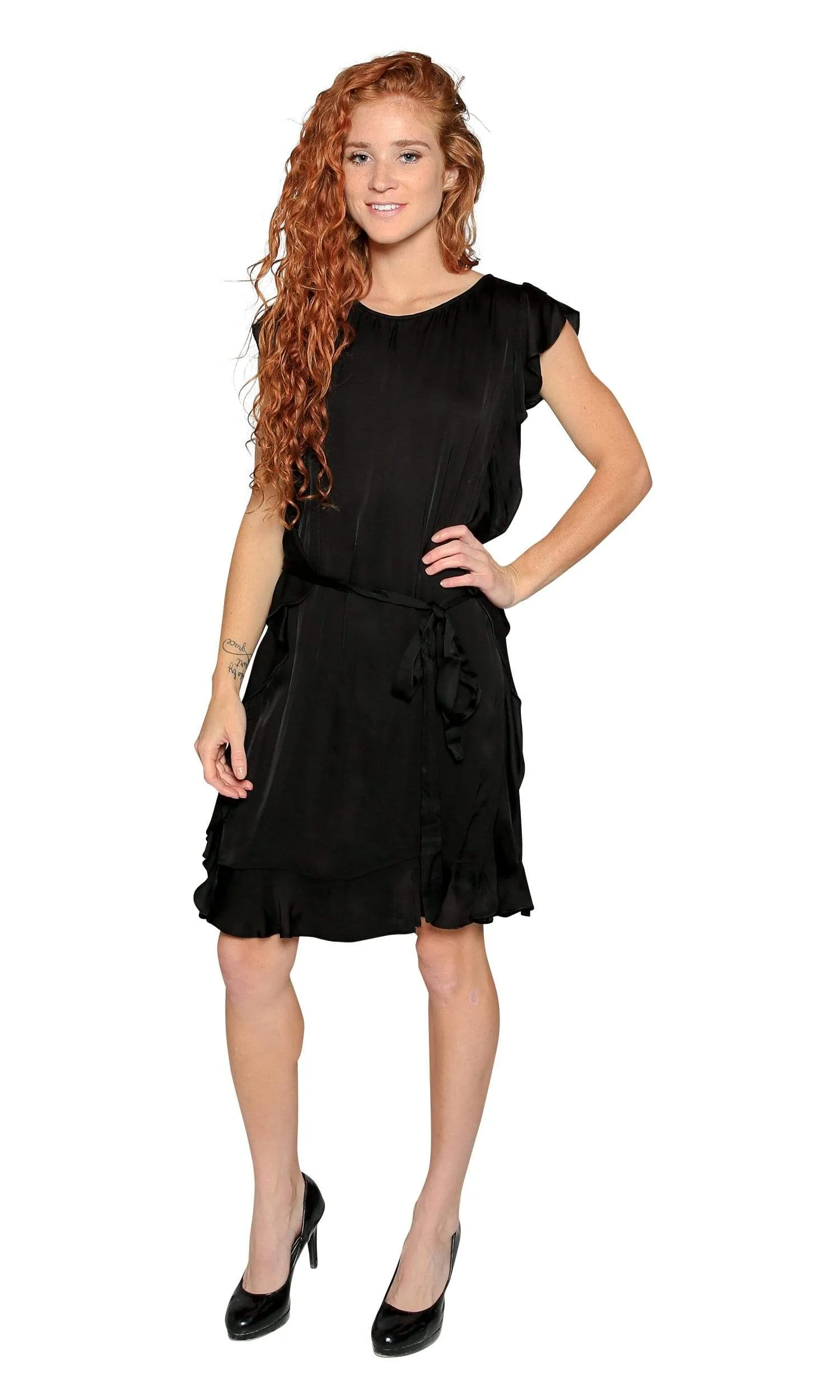 Velvet by Graham & Spencer Tenley Satin Viscose Ruffle Dress