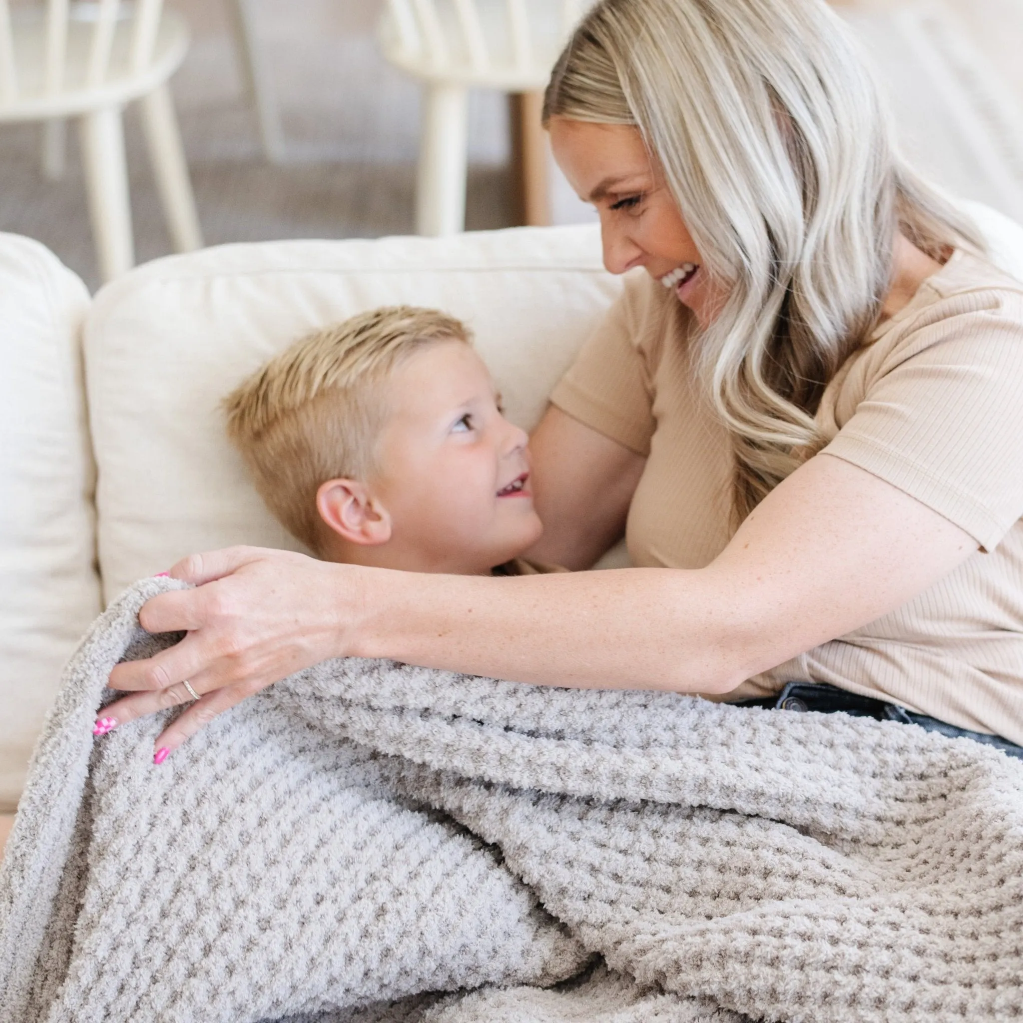 WAFFLE KNIT THROW BLANKETS