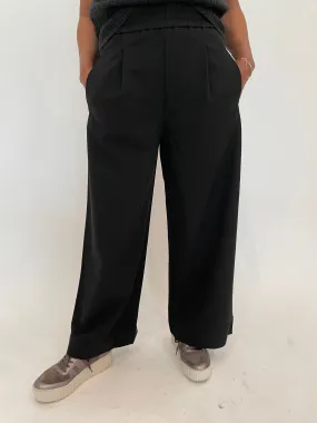 Wide Leg Pull-On Pants - Black