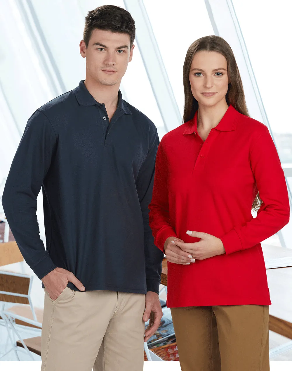 Winning Spirit Unisex Traditional Poly/Cotton Pique Long Sleeve Polo (PS12)