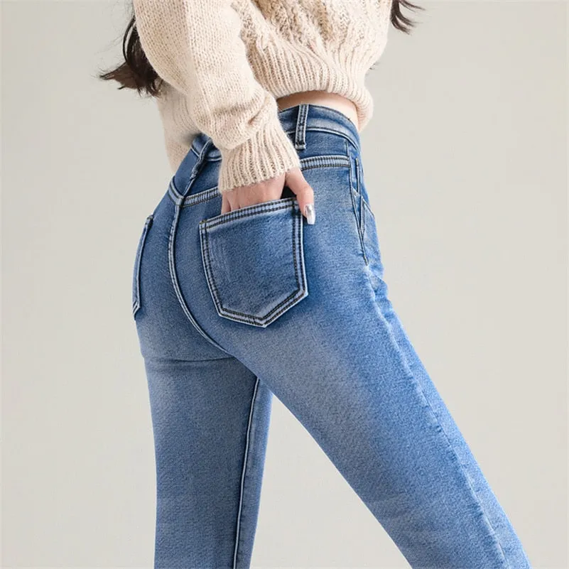 Women Thermal Warm Jeans