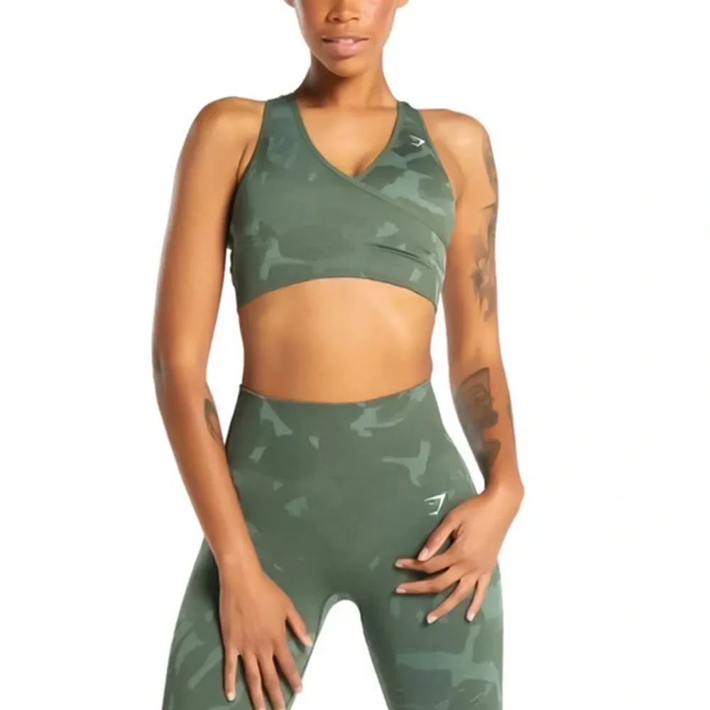 Women's Army Print Sport Bra,Olive