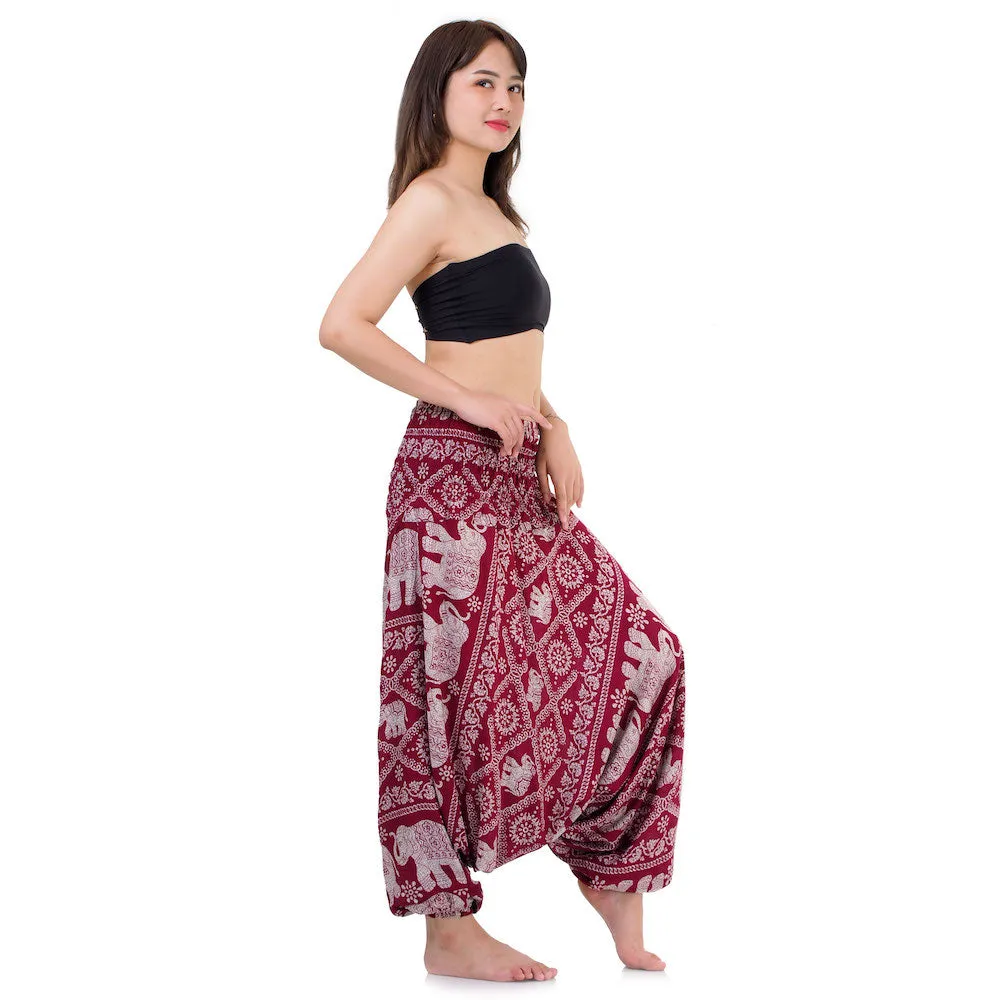 Women's Elephant 2-in-1 Jumpsuit Harem Pants Red