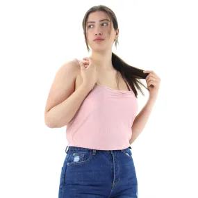 Women's Ribbed Crop Top,Light Pink