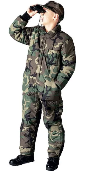 Woodland Camouflage - Kids Military Cold Weather Insulated Coveralls