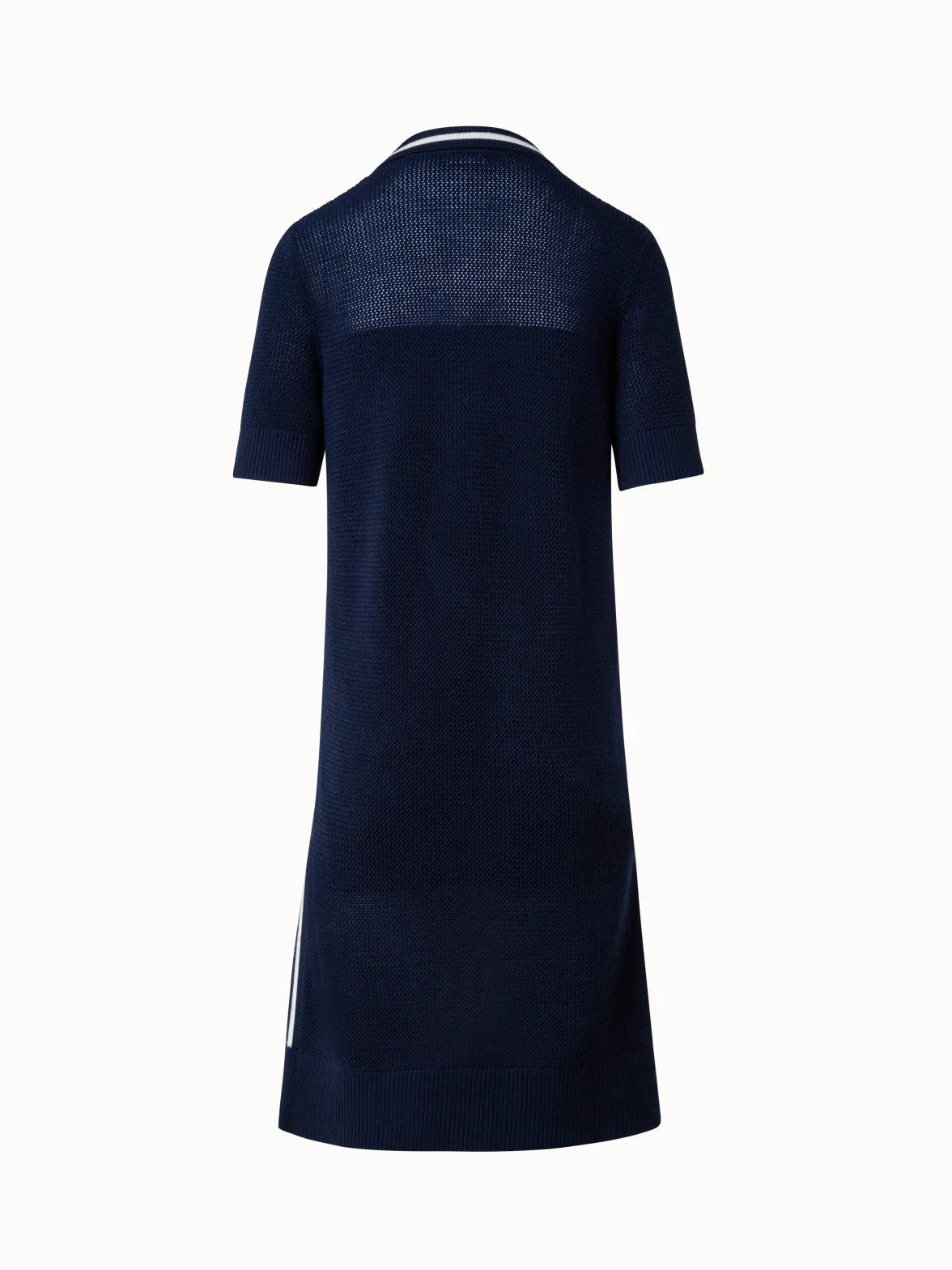 Wool Blend Mesh Knit Polo Dress