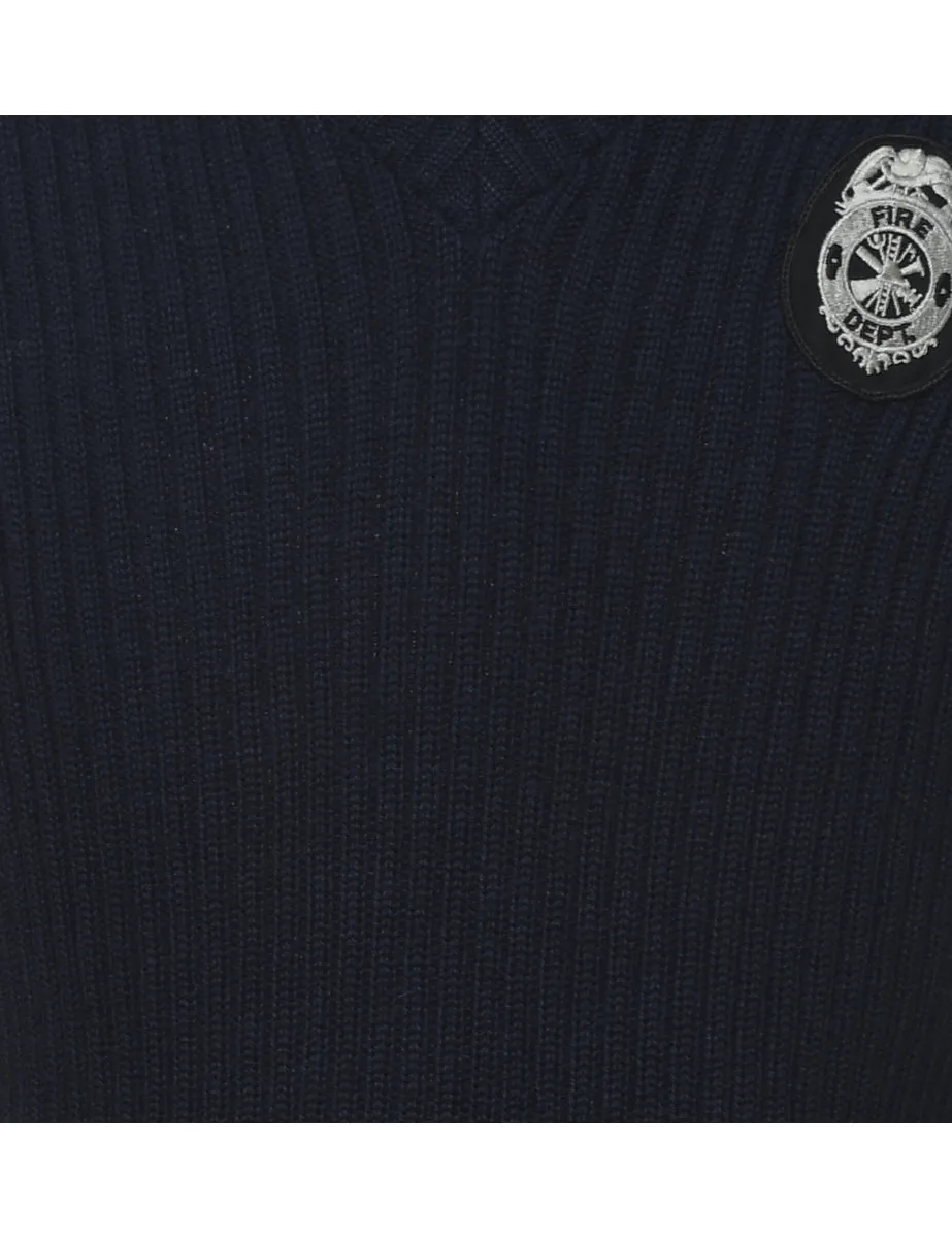 Wool Navy Jumper - L