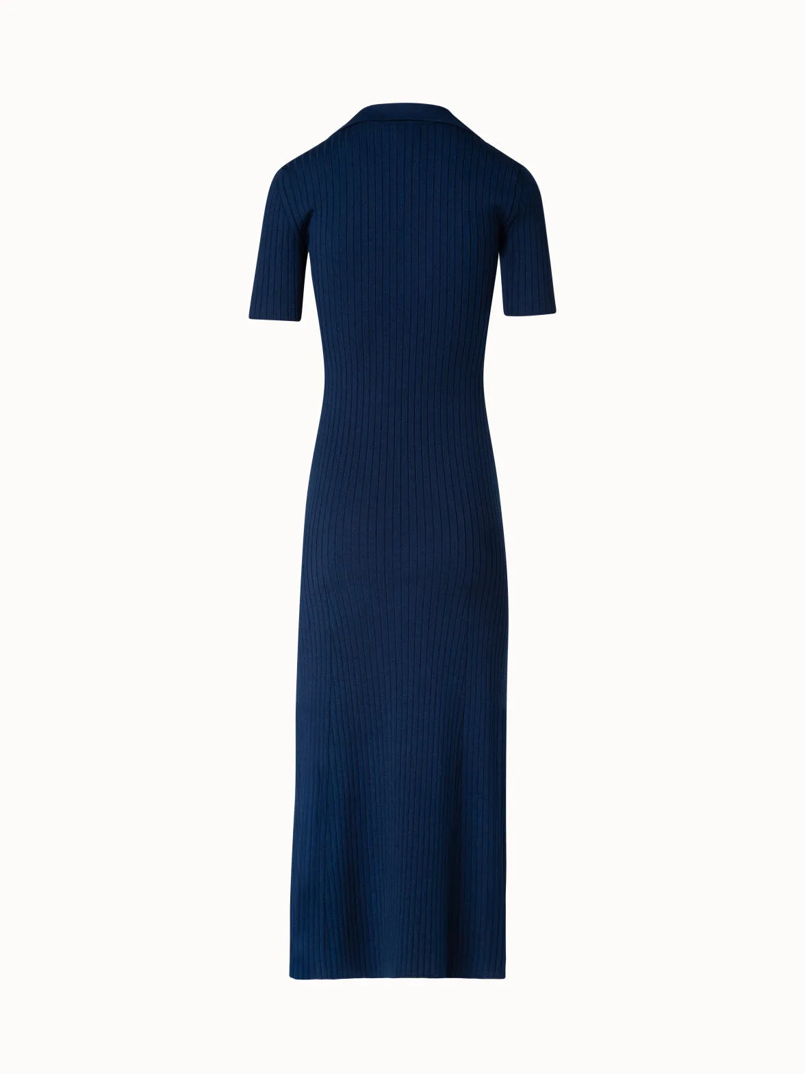 Wool Silk Stretch Knit Midi Dress