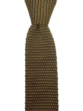 Yellow and Midnight Navy Knitted Men's Tie