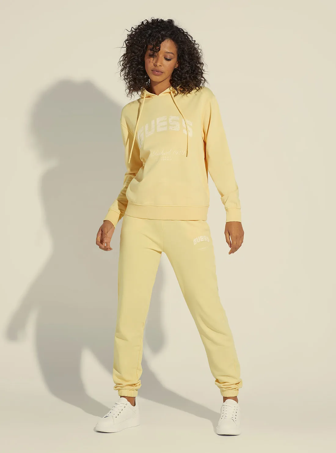 Yellow Bryony Active Logo Hoodie Jumper