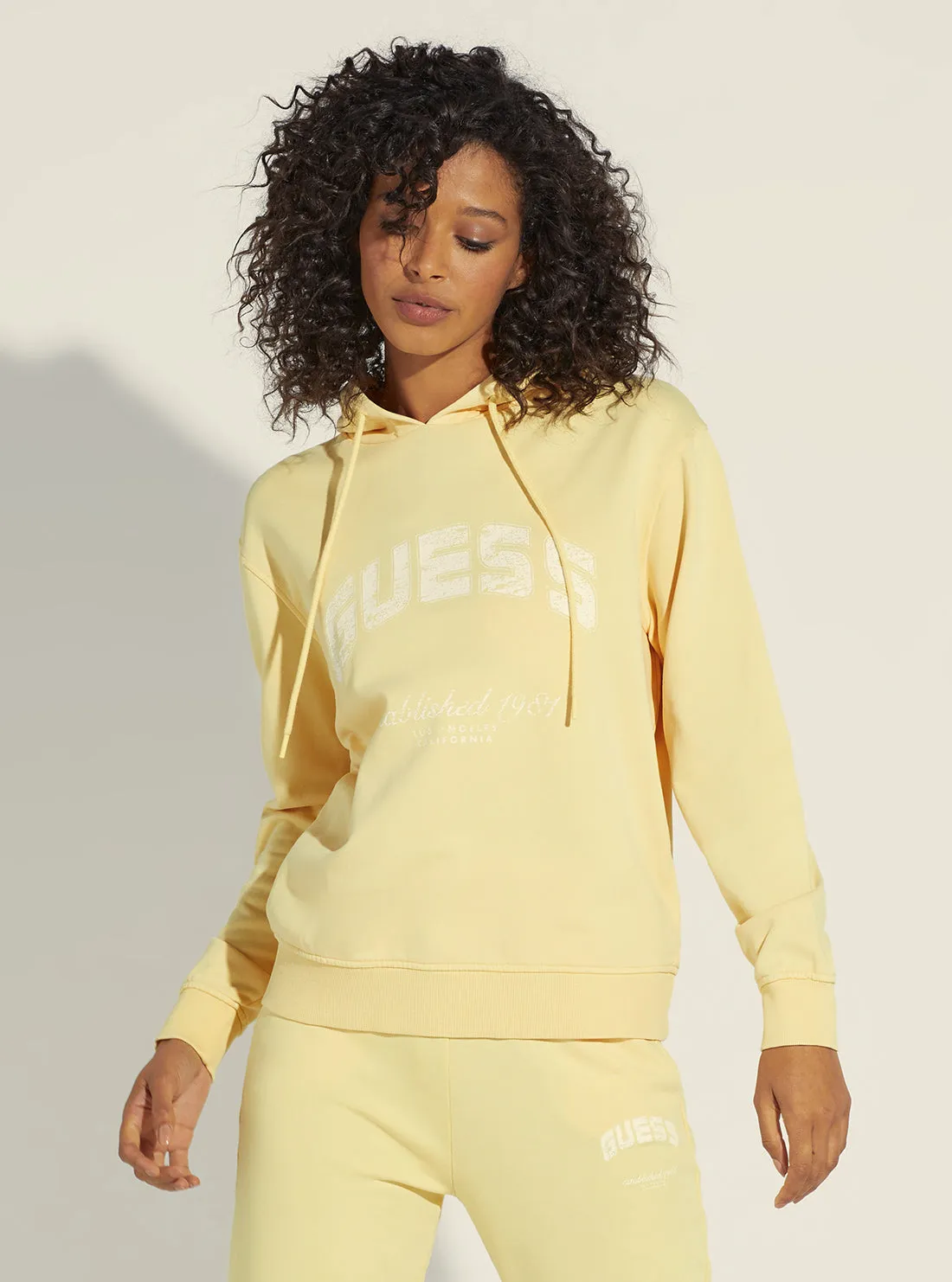 Yellow Bryony Active Logo Hoodie Jumper