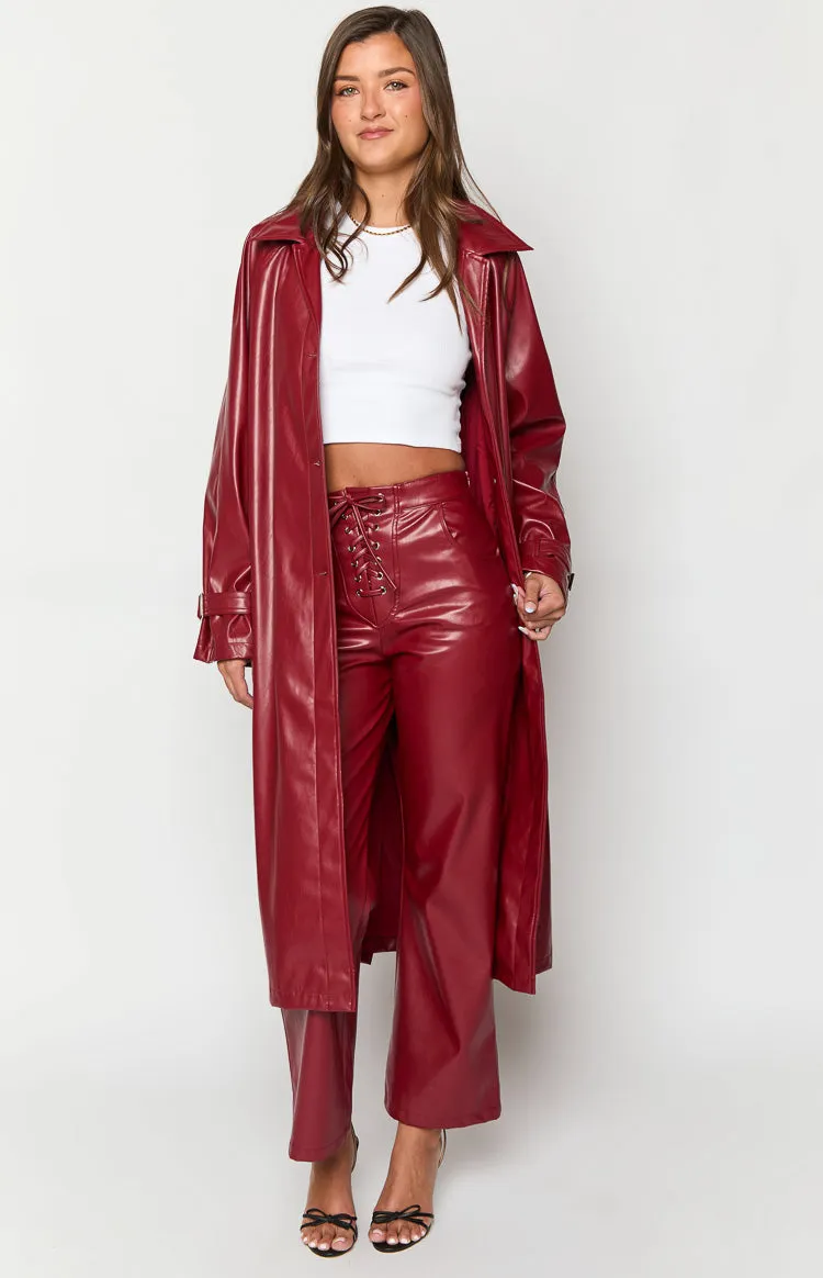 Zyla Red PU Pants